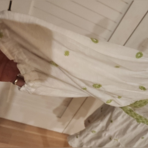 Free People Edie Embroidered Top White and Green Combo Size Large New With Tags - Picture 5 of 11